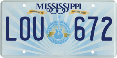 MS license plate LOU672