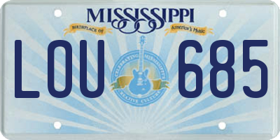 MS license plate LOU685