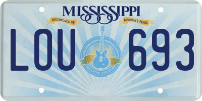 MS license plate LOU693