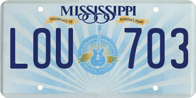MS license plate LOU703