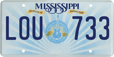 MS license plate LOU733