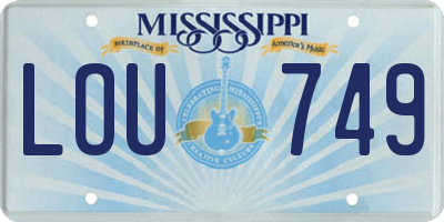 MS license plate LOU749