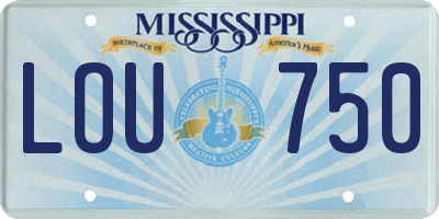 MS license plate LOU750