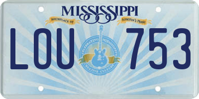 MS license plate LOU753