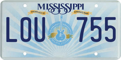 MS license plate LOU755