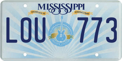 MS license plate LOU773