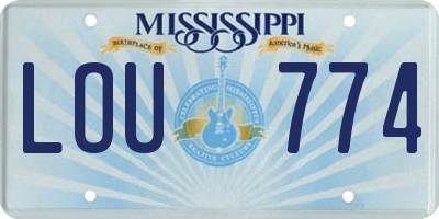 MS license plate LOU774