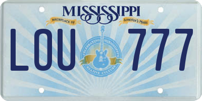 MS license plate LOU777