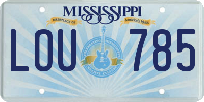 MS license plate LOU785