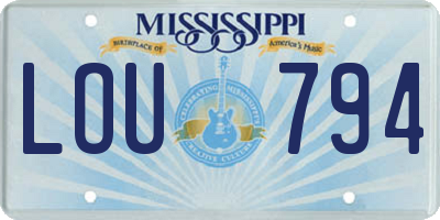 MS license plate LOU794