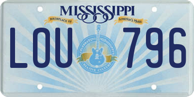 MS license plate LOU796