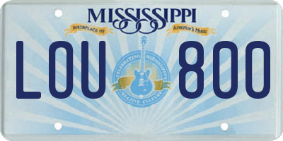 MS license plate LOU800