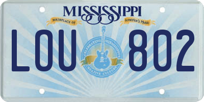MS license plate LOU802