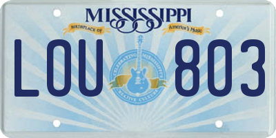 MS license plate LOU803