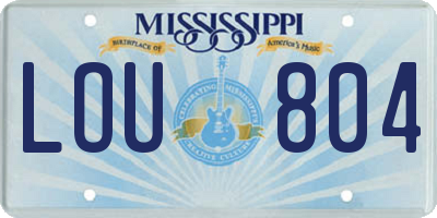 MS license plate LOU804