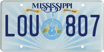 MS license plate LOU807