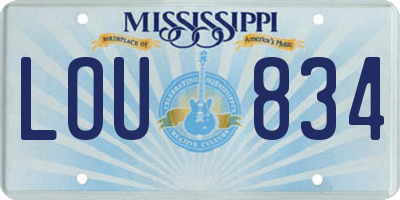 MS license plate LOU834