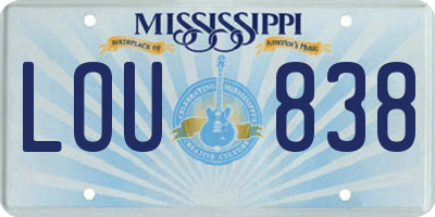 MS license plate LOU838