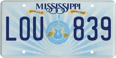 MS license plate LOU839