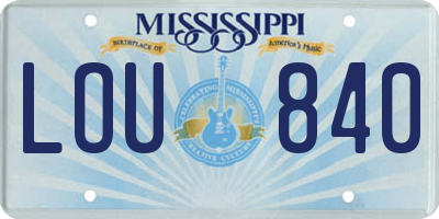 MS license plate LOU840