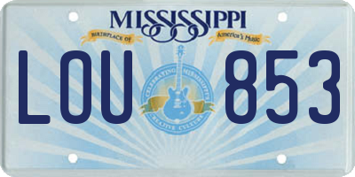 MS license plate LOU853