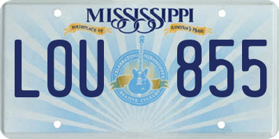 MS license plate LOU855