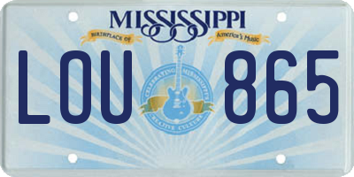 MS license plate LOU865