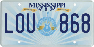 MS license plate LOU868