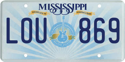 MS license plate LOU869