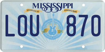 MS license plate LOU870