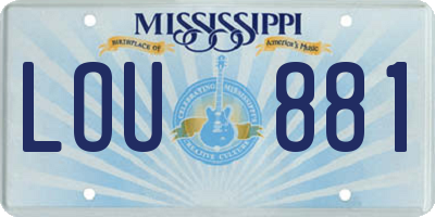 MS license plate LOU881