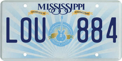 MS license plate LOU884
