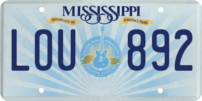 MS license plate LOU892