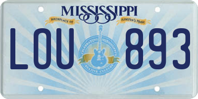 MS license plate LOU893