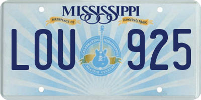 MS license plate LOU925