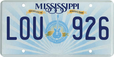 MS license plate LOU926
