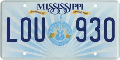 MS license plate LOU930