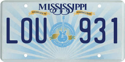 MS license plate LOU931