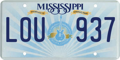 MS license plate LOU937
