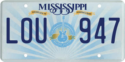 MS license plate LOU947