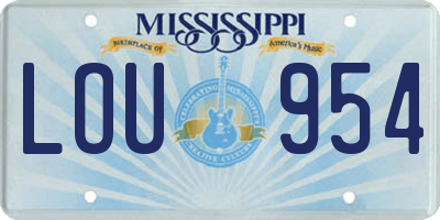 MS license plate LOU954
