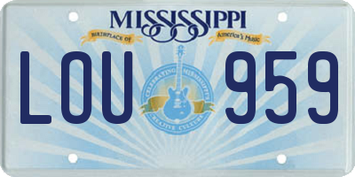 MS license plate LOU959
