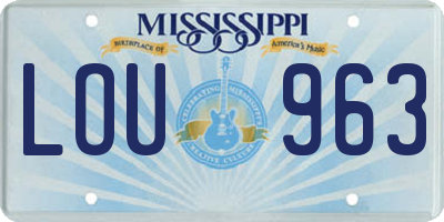 MS license plate LOU963
