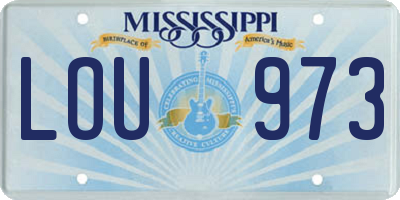 MS license plate LOU973