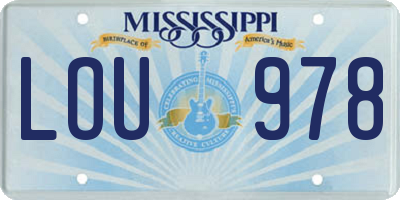 MS license plate LOU978