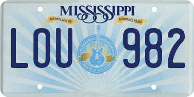 MS license plate LOU982