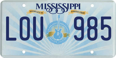 MS license plate LOU985