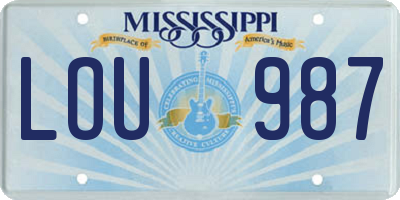 MS license plate LOU987