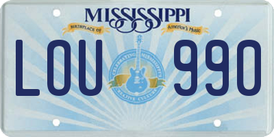 MS license plate LOU990