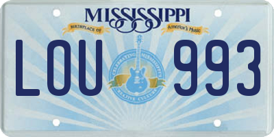 MS license plate LOU993